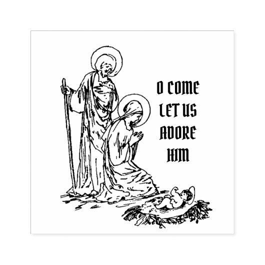 Kerstmis Geboorte Jezus Maria St. Joseph Katholiek Rubberstempel (Afrduk)