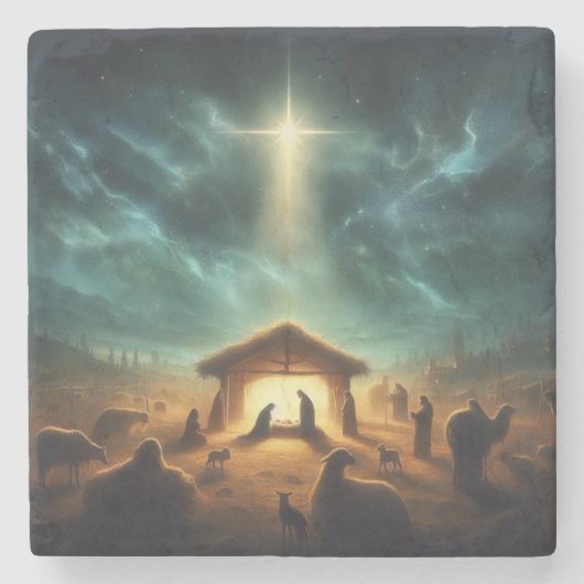 Kerstmis/Geboorte/Jezus Stenen Onderzetter (Voorkant)
