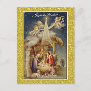 Kerstmis geboorte klassieke religieuze vintage feestdagenkaart