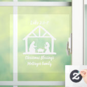 Kerstmis Geboorte Manager Schrift Familienaam Raamsticker (Huis)