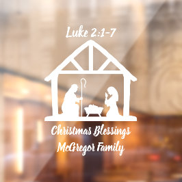 Kerstmis Geboorte Manager Schrift Familienaam Raamsticker