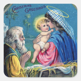Kerstmis Geboorte  Ontwerp van Baby Jesus Vierkante Sticker
