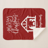 Kerstmis Geboorte Rode familienaam Typografie Sherpa Deken (Voorkant (horizontaal))