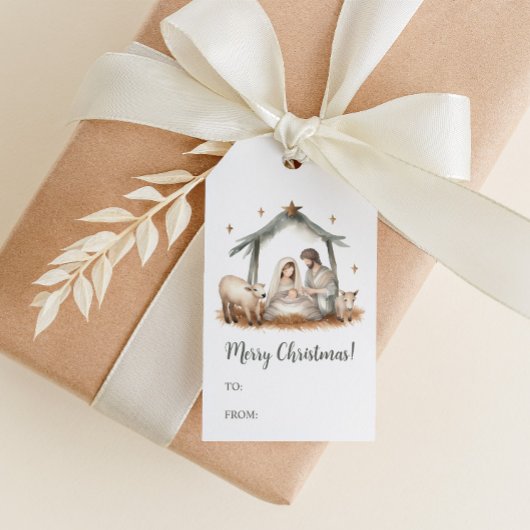 Kerstmis Geboorte Scène Gift Label Cadeaulabel