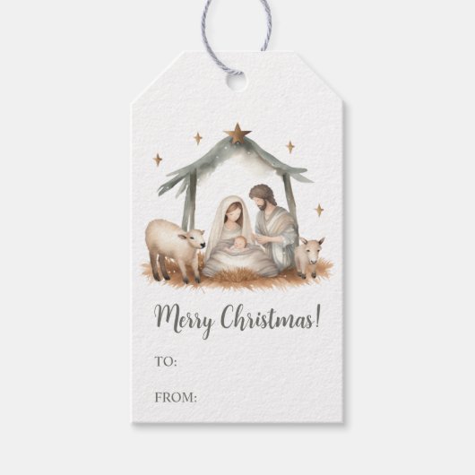 Kerstmis Geboorte Scène Gift Label Cadeaulabel (Voorkant)