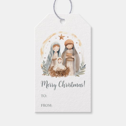Kerstmis Geboorte Scène Gift Labels Cadeaulabel (Voorkant)