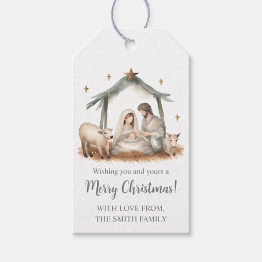 Kerstmis Geboorte Scène Gift Labels Cadeaulabel (Voorkant)