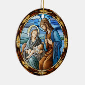 Kerstmis Geboorte Scène Glas in lood Keramisch Ornament (Rechts)