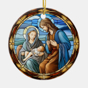 Kerstmis Geboorte Scène Glas in lood Keramisch Ornament