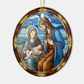 Kerstmis Geboorte Scène Glas in lood Keramisch Ornament (Links)