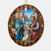 Kerstmis Geboorte Scène Glas in lood Keramisch Ornament (Links)