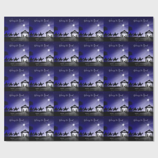 Kerstmis Geboorte Scène Glorie aan God Christelijk Cadeaupapier (Vlak)