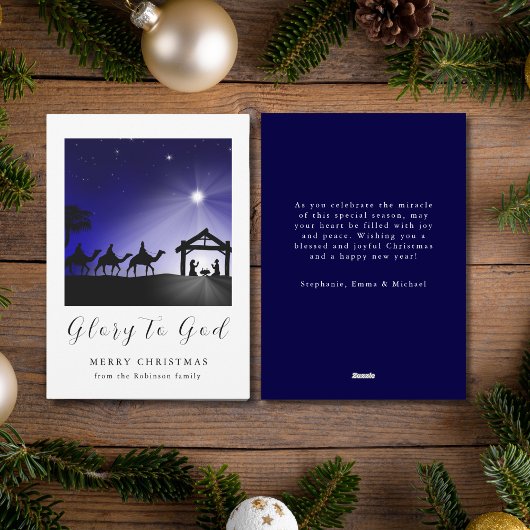 Kerstmis Geboorte Scène Glorie aan God Christelijk Feestdagenkaart