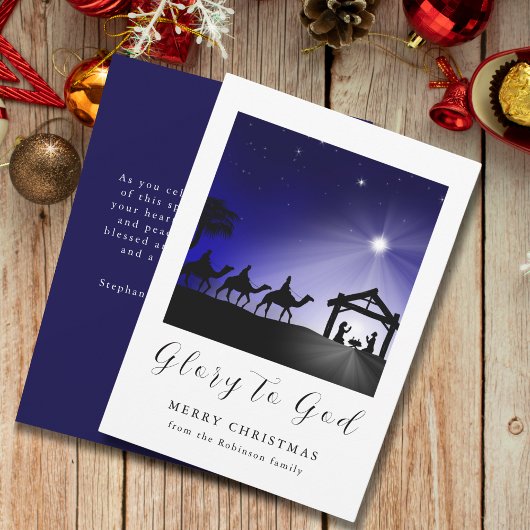 Kerstmis Geboorte Scène Glorie aan God Christelijk Feestdagenkaart