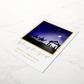 Kerstmis Geboorte Scène Glorie aan God Christelijk Folie Uitnodiging (Gedraaid)