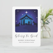 Kerstmis Geboorte Scène Glorie aan God Feestdagenkaart (Staand voorkant)