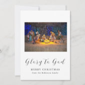 Kerstmis Geboorte Scène Glorie aan God Feestdagenkaart (Voorkant)