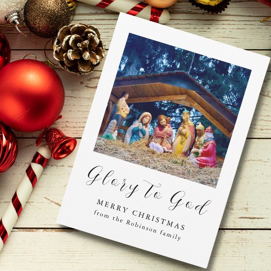 Kerstmis Geboorte Scène Glorie aan God Feestdagenkaart