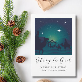 Kerstmis Geboorte Scène Glorie aan God Feestdagenkaart