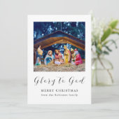 Kerstmis Geboorte Scène Glorie aan God Feestdagenkaart (Staand voorkant)