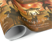 Kerstmis Geboorte Scène Glorie aan God Goud Script Cadeaupapier (Rol Hoek)