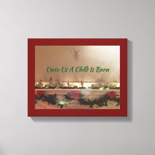 Kerstmis Geboorte Scène Inspirerend Quotes Canvas Afdruk (Voorkant)