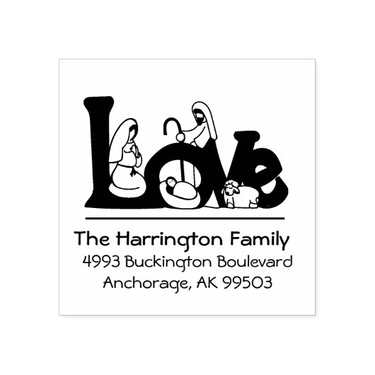 Kerstmis Geboorte Scène Jezus Maagd Maria Jozef Rubberstempel (Afrduk)