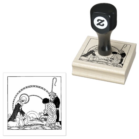 Kerstmis Geboorte Scène Jezus Maagd Maria Jozef Rubberstempel (Gestempeld)