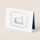 Kerstmis Geboorte Scène Luxe Folie Kaarten (Voorkant)