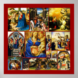 Kerstmis geboorte van Christus Collage Poster