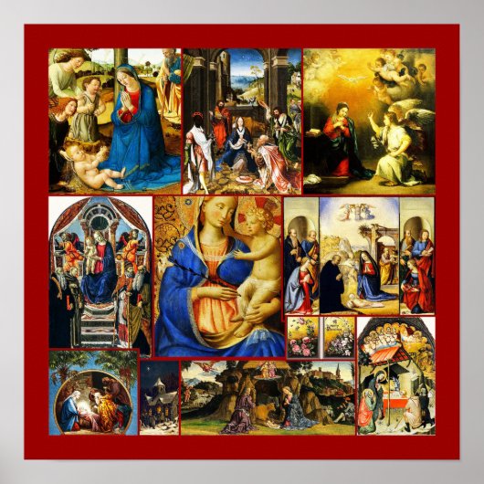 Kerstmis  geboorte van Christus Collage Poster (Voorkant)