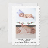 Kerstmis geboorteaankondiging Hulstblaadjes | Foto Feestdagenkaart (Achterkant)