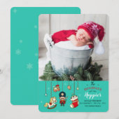 Kerstmis Geboorteaankondiging met Foto Kaart (Voorkant / Achterkant)