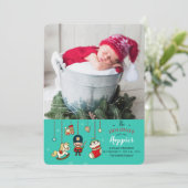 Kerstmis Geboorteaankondiging met Foto Kaart (Staand voorkant)