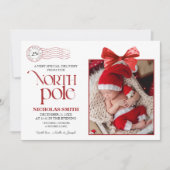 Kerstmis Geboorteaankondiging Noordpool Kaart (Voorkant)