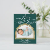 Kerstmis geboortekaart met boogframe feestdagenkaart (Staand voorkant)