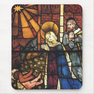 Kerstmis geboortescène in glas-in-lood muismat