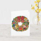 Kerstmis Geborduurd Wreath Kaart (Gele Bloem)