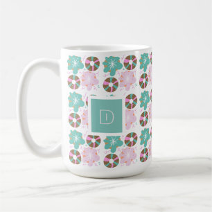 Kerstmis Gebrande Donuts Roze Doodles Initiaal Koffiemok