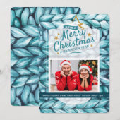Kerstmis gebreide foto feestdagenkaart (Voorkant / Achterkant)