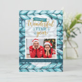 Kerstmis gebreide foto feestdagenkaart (Staand voorkant)