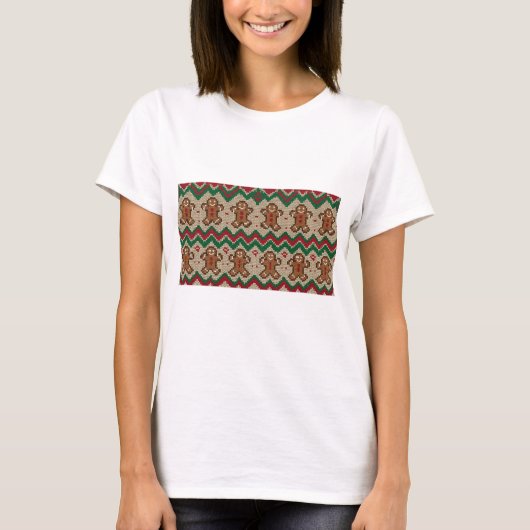 Kerstmis Gebreide Man Patroon T-shirt (Voorkant)