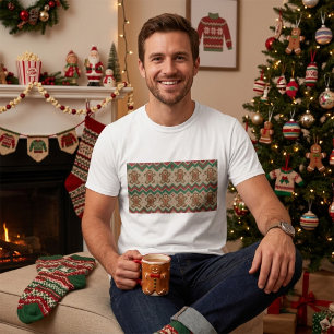 Kerstmis Gebreide Manneke Kerstpatroon T-shirt