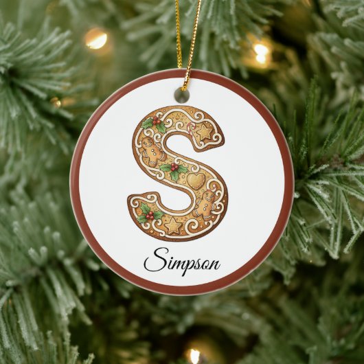 Kerstmis Gebruikte Broodletter S Monogram Keramisch Ornament (Boom)