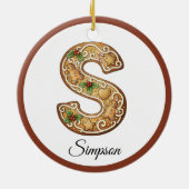 Kerstmis Gebruikte Broodletter S Monogram Keramisch Ornament (Achterkant)