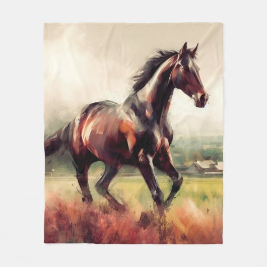 Kerstmis Gedateerd Rennen Bruin Paard Fleece Deken (Voorkant)