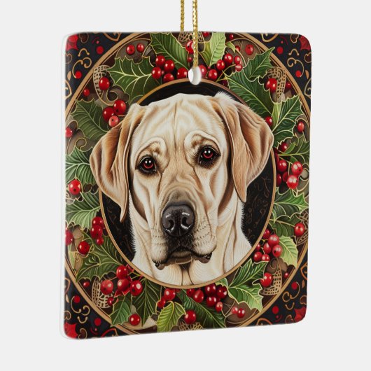 Kerstmis Geel Lab Hond Keramisch Ornament (Rechts)