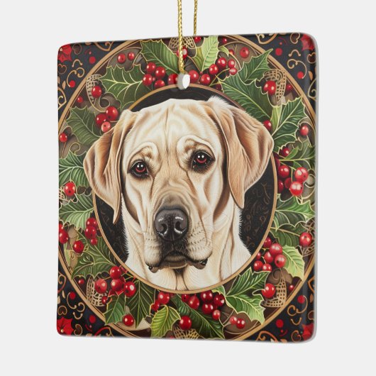 Kerstmis Geel Lab Hond Keramisch Ornament (Links)