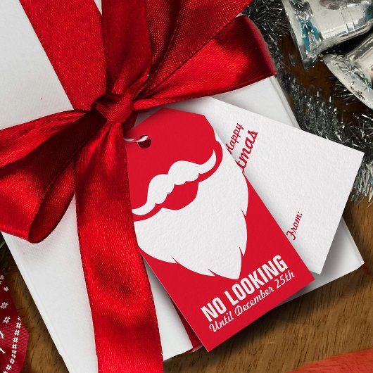 Kerstmis, geen santa beard grafisch cadeau label cadeaulabel