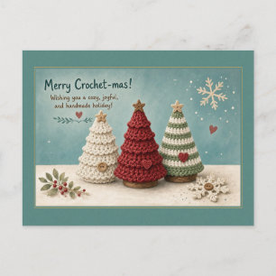 Kerstmis gehaakte bomen kerstkaart briefkaart